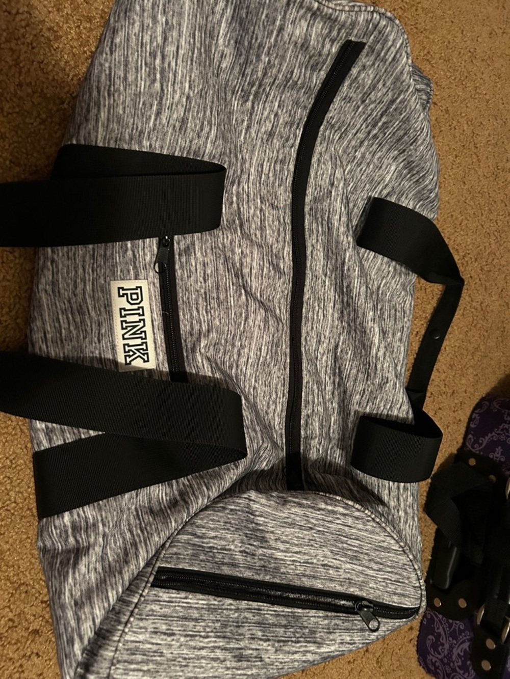 PINK Heather Gray Duffel Bag